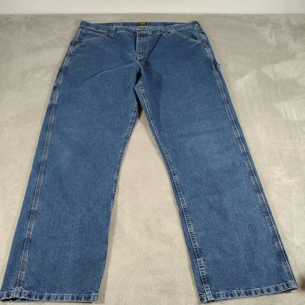 Lee Carpenter Blue Jeans Men 42x32 Denim Mechanic Comfort Utility Construction